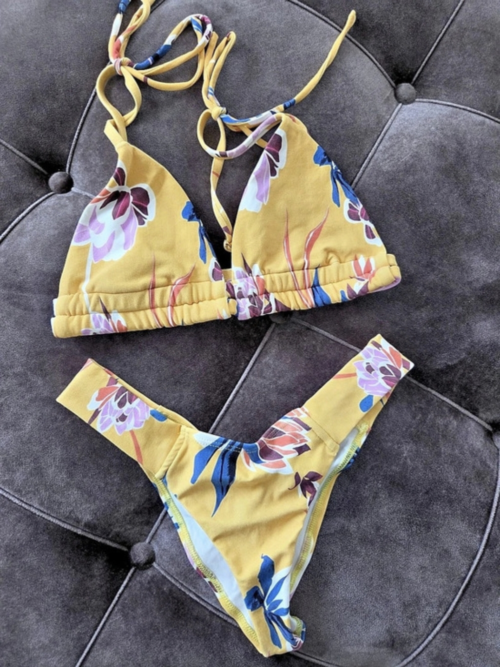 Montce  Floral Bikini Set Yellow & Blue Medium